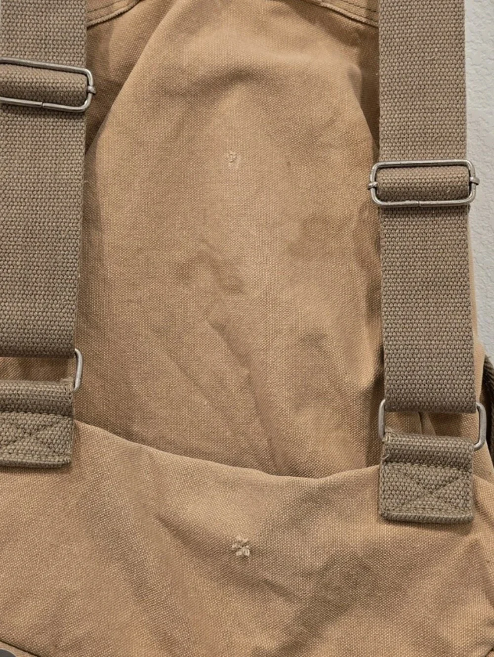 Rare vintage Abercrombie & Fitch canvas rucksack tan beige front cargo pockets